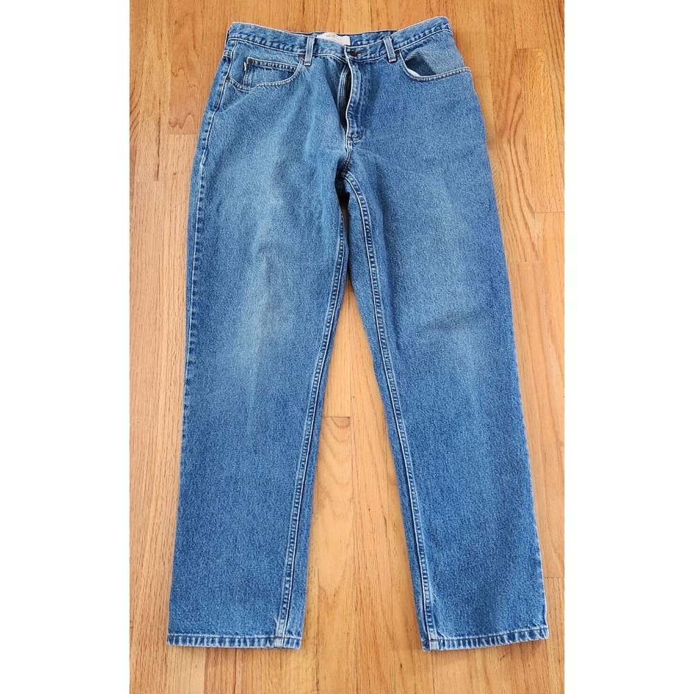 LL Bean Pants Mens tagged 37x34 measures 36x33.5 Double L Blue Denim Jeans - Picture 3 of 8